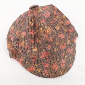 Vintage Kids Kangol Brown and Pink Floral Flat Cap Sz Girls Sz Small Australia